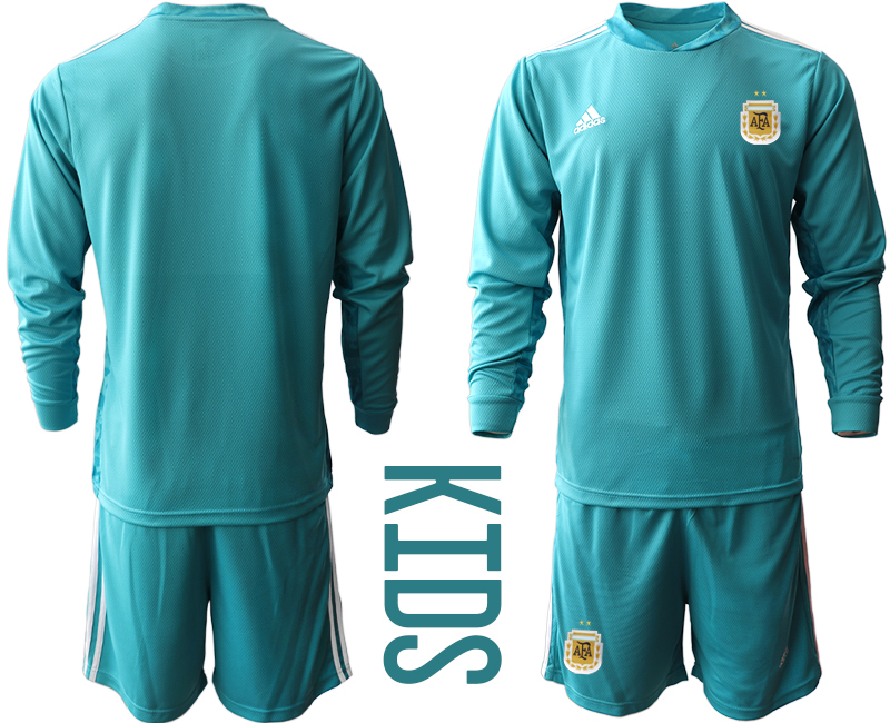Youth 2020-2021 Season National team Argentina goalkeeper Long sleeve blue Soccer Jersey->argentina jersey->Soccer Country Jersey